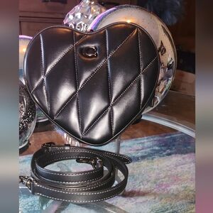 Coach Heart Black Quilted Crossbody Bag